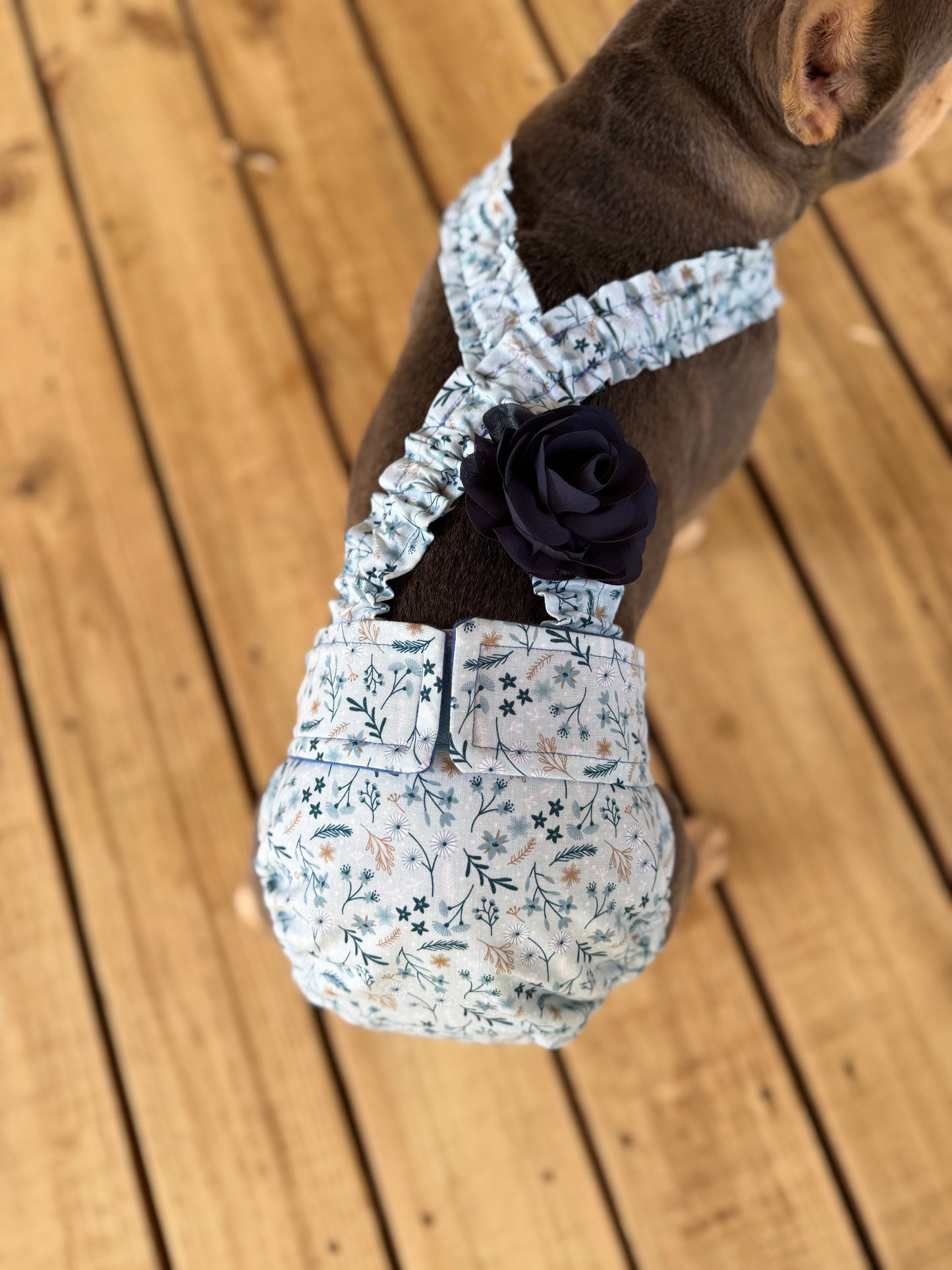 Conjunto de funda de pañal para bulldog francés hembra sin orificio para la cola con tirantes, pantalones térmicos para perra, para mamá perra