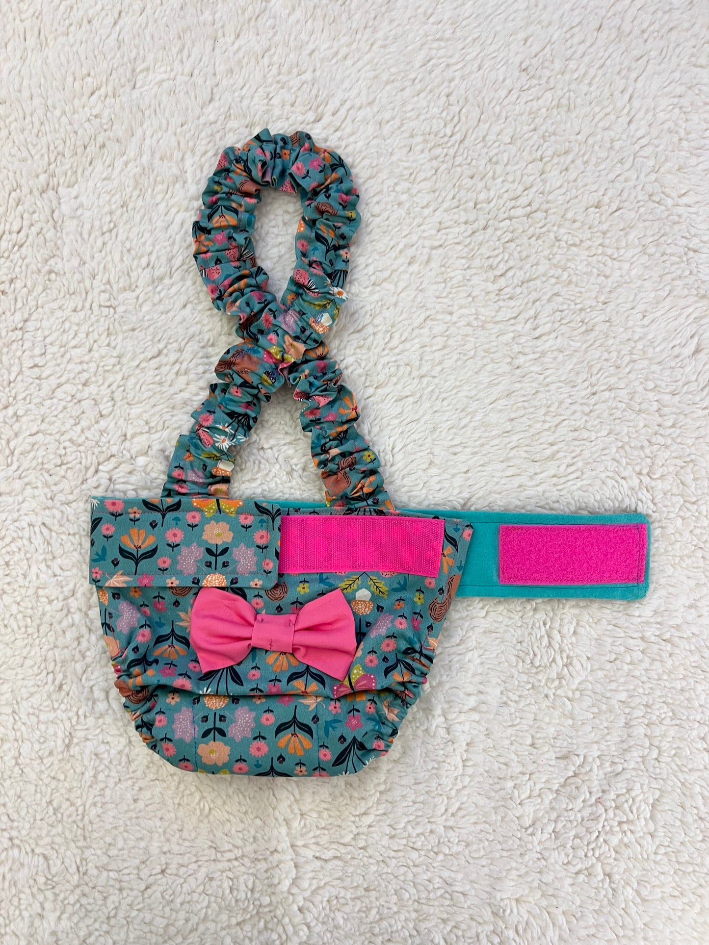 French English Bulldog Diaper Cover: No Tail Hole, Squirel Woodland Wander Nappy w Adjustable Suspenders Escape Proof Nappy w bow