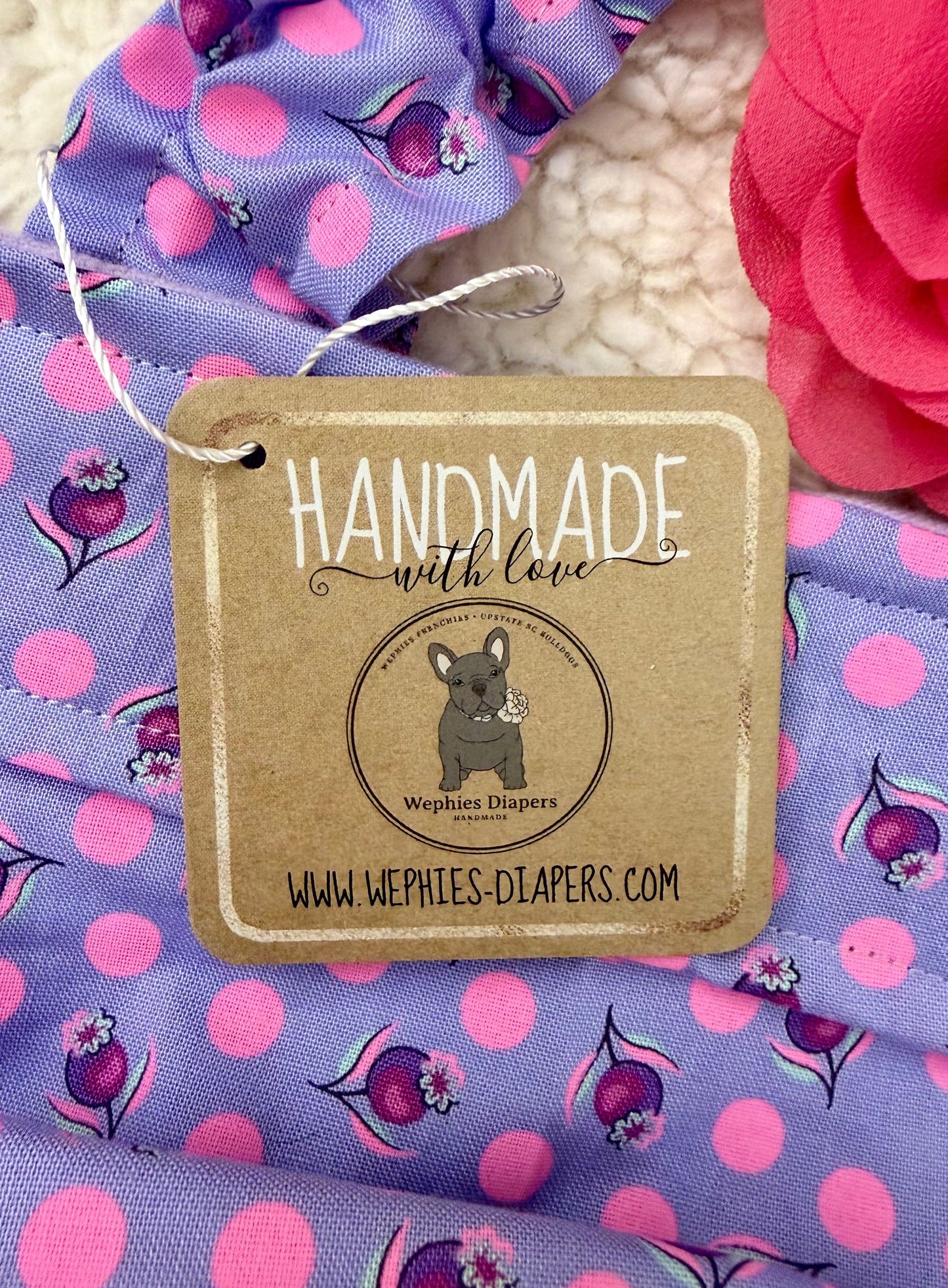 No Tail Hole Female FRENCH BULLDOG DIAPER Lavender Cover with suspenders bitch britches heat pants for dog mom