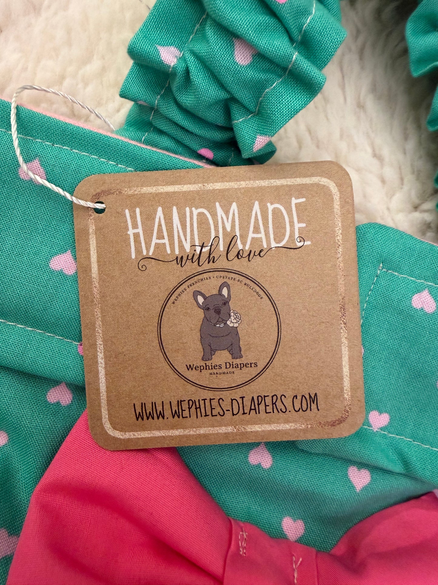 No Tail Hole Female FRENCH BULLDOG DIAPER Unconditional Love with bow bitch britches heat pants