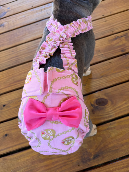 PAÑAL PARA BULLDOG FRANCÉS, pantalones térmicos con tirantes florales para fiesta en el jardín, ropa elegante para perros, pañal para hembra sin cola