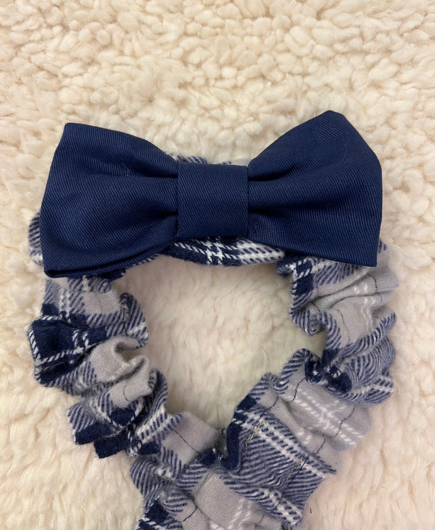 WEPHIES DIAPERS BELLY BAND DIAPER COVER FRENCH ENGLISH BULLDOG Plaid Blue Gray Flannel with navy bow tie and suspenders