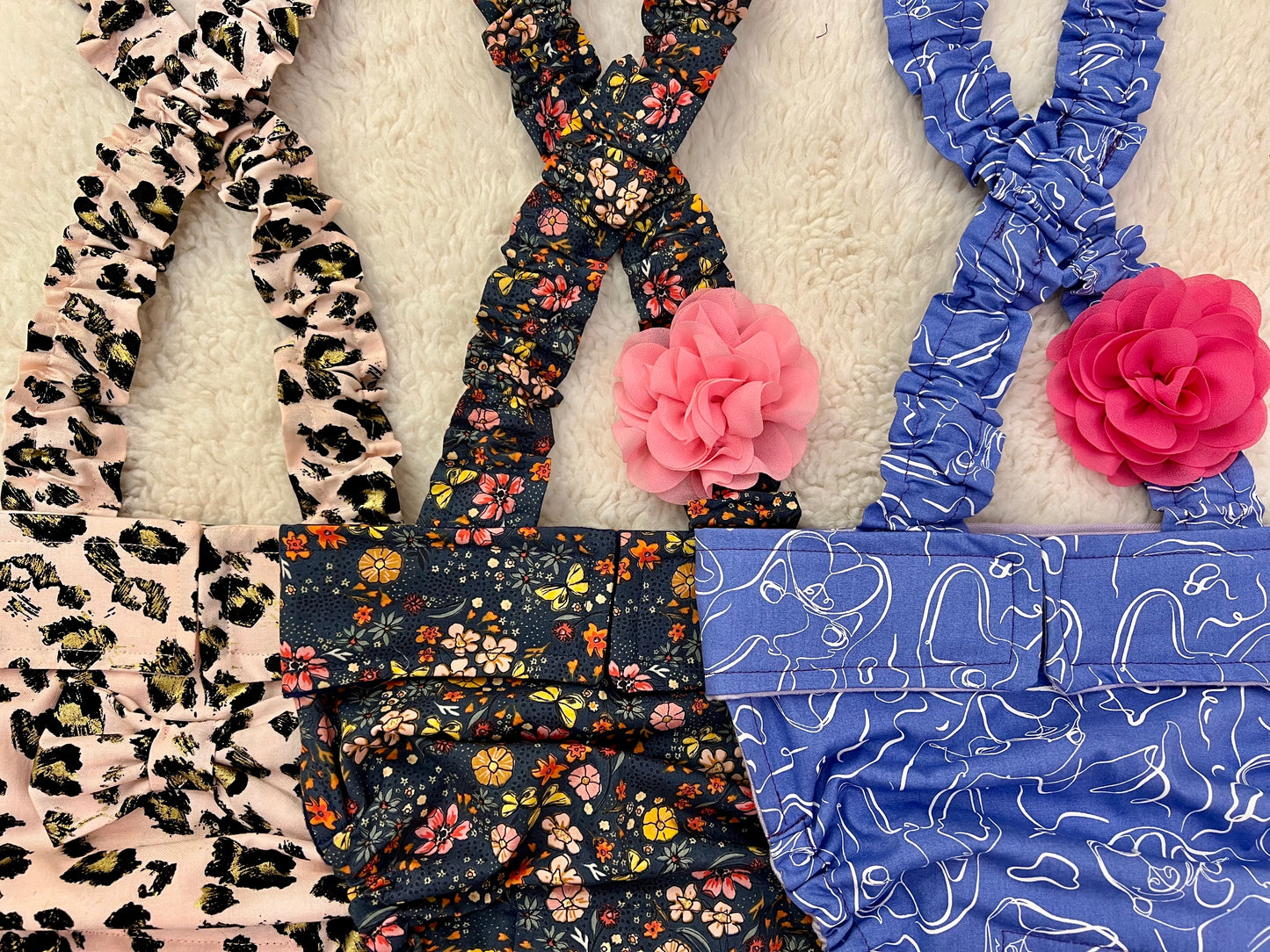 BOSTON TERRIER/ENGLISH BULLDOG DIAPER Pink Cheetah with suspender and handmade bow