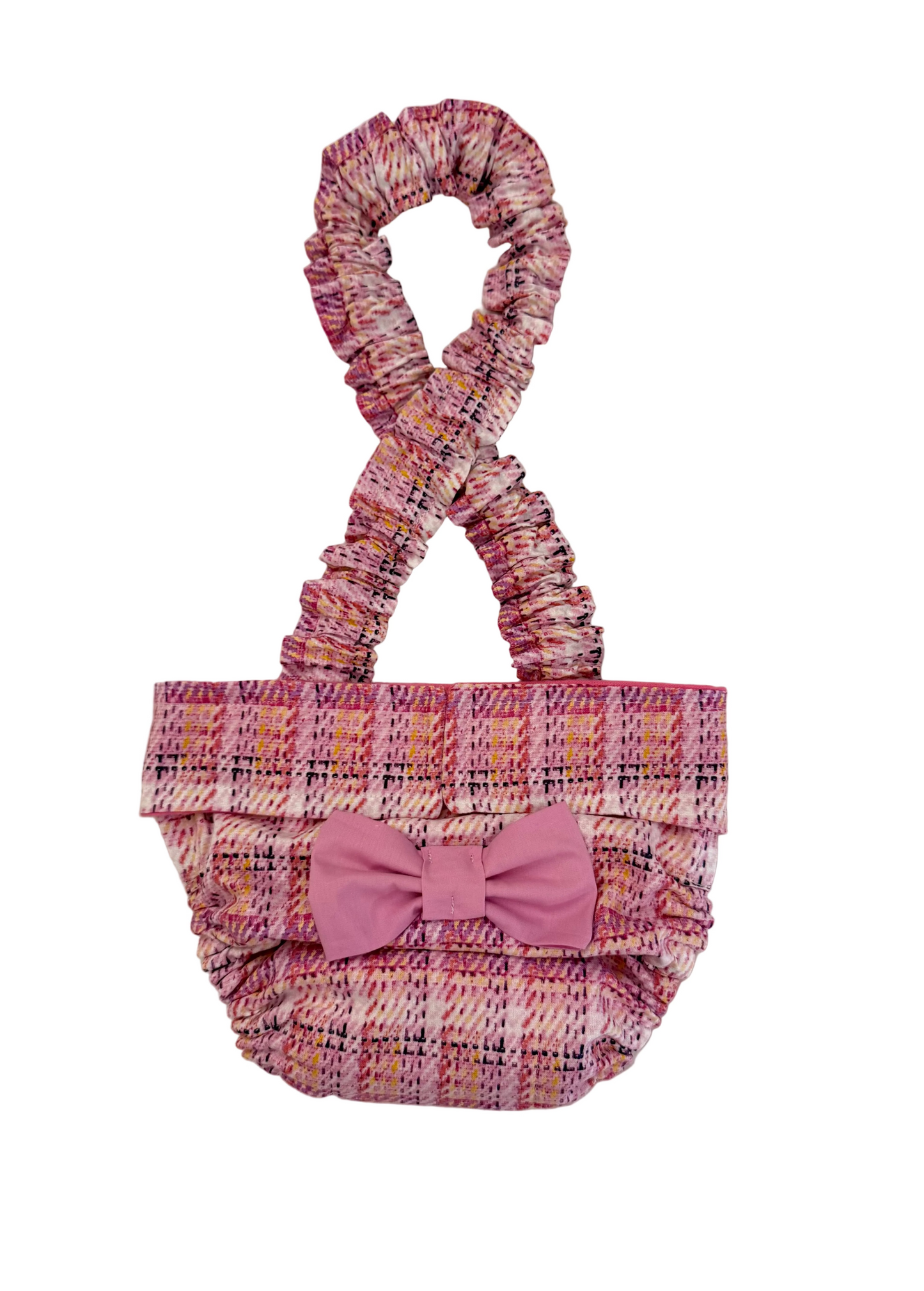 French Bulldog/ English Bulldog Washable Dog Diaper with Suspenders for Female Dogs - Pink Plaid - Wephies