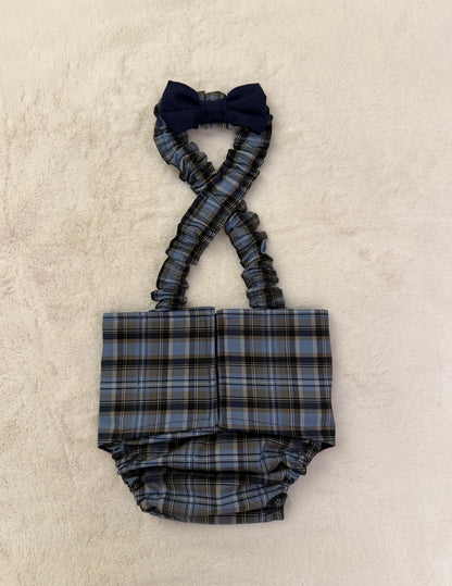 Pañal cubre vientre para bulldog francés inglés macho, cuadros estilo búfalo, con tirantes y lazo negro, lavable para incontinentes