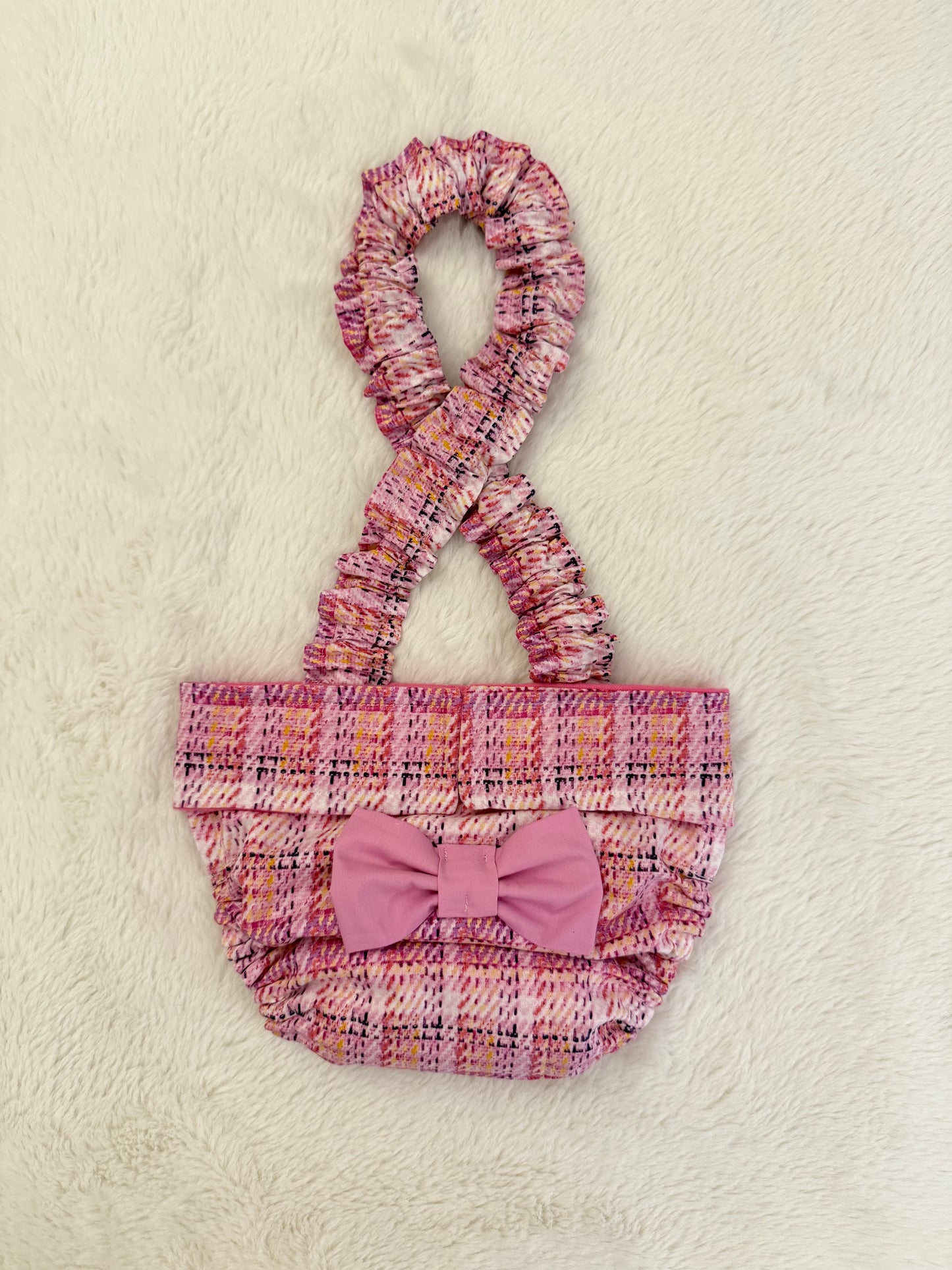 French Bulldog/ English Bulldog Washable Dog Diaper with Suspenders for Female Dogs - Pink Plaid - Wephies