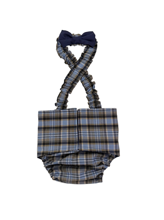 Pañal cubre vientre para bulldog francés inglés macho, cuadros estilo búfalo, con tirantes y lazo negro, lavable para incontinentes