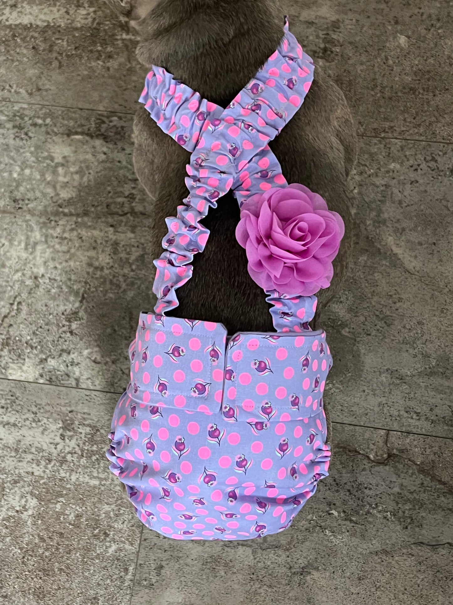 No Tail Hole Female FRENCH BULLDOG DIAPER Lavender or Pink Cover with suspenders bitch britches heat pants for dog mom
