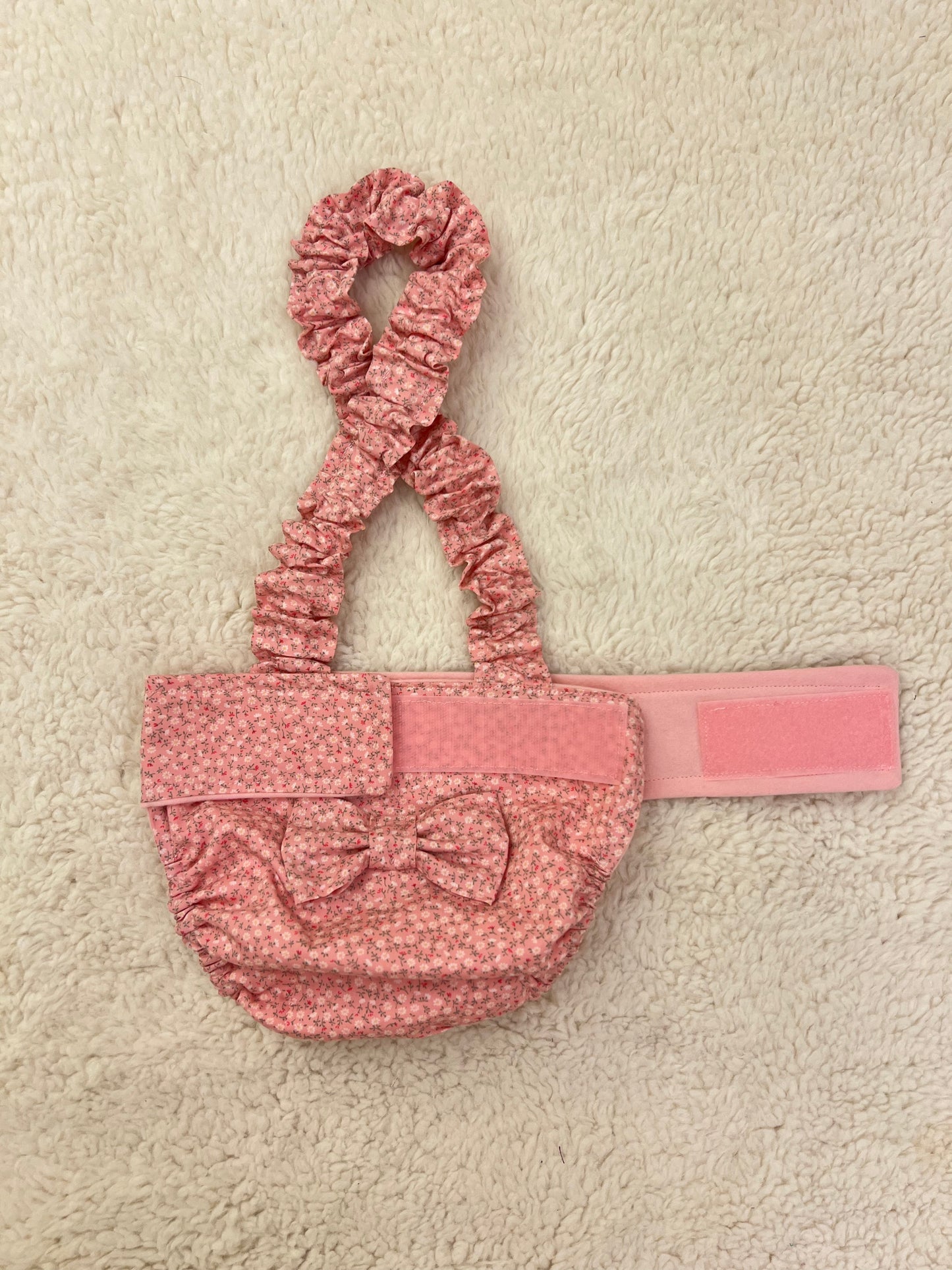 FRENCH BULLDOG DIAPER Cover for Females: Pink Sevenberry suspender britches heat pants with bow