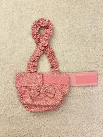 FRENCH BULLDOG DIAPER Cover for Females: Pink Sevenberry suspender britches heat pants with bow