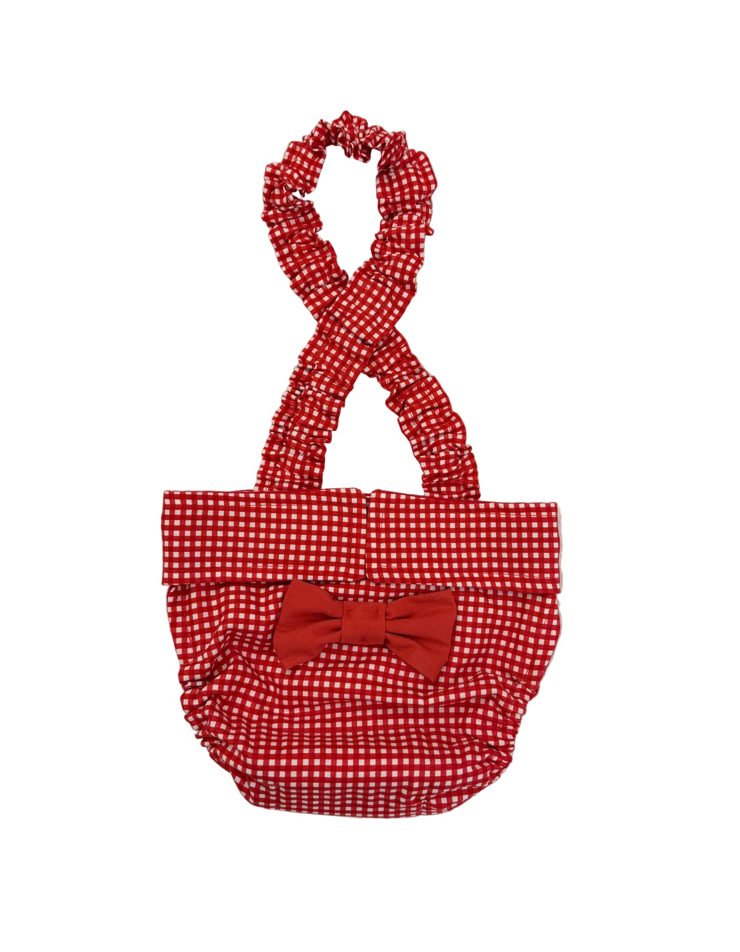 French Bulldog English Diaper Suspenders:  Red Gingham and Bluebell Set  - Wephies