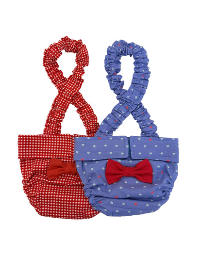 Red Gingham and Bluebell French Bulldog Diapers Set 