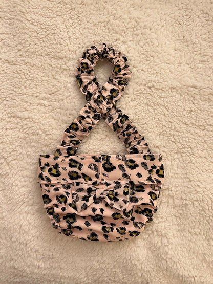 BOSTON TERRIER/ENGLISH BULLDOG DIAPER Pink Cheetah with suspender and handmade bow