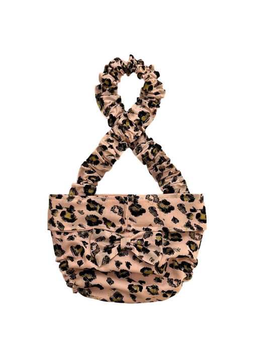 BOSTON TERRIER/ENGLISH BULLDOG DIAPER Pink Cheetah with suspender and handmade bow