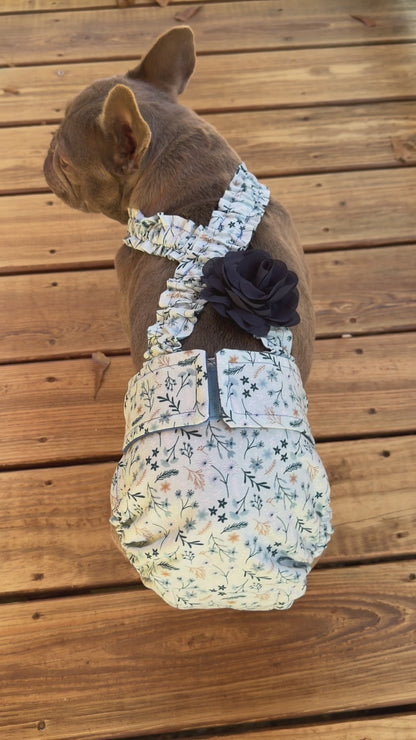 Conjunto de funda de pañal para bulldog francés hembra sin orificio para la cola con tirantes, pantalones térmicos para perra, para mamá perra