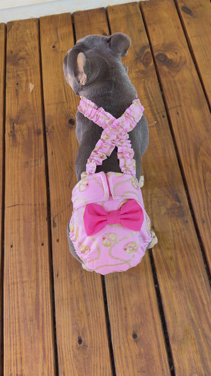 PAÑAL PARA BULLDOG FRANCÉS, pantalones térmicos con tirantes florales para fiesta en el jardín, ropa elegante para perros, pañal para hembra sin cola