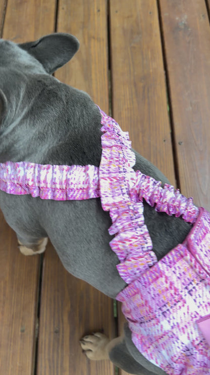 French Bulldog/ English Bulldog Washable Dog Diaper with Suspenders for Female Dogs - Pink Plaid - Wephies