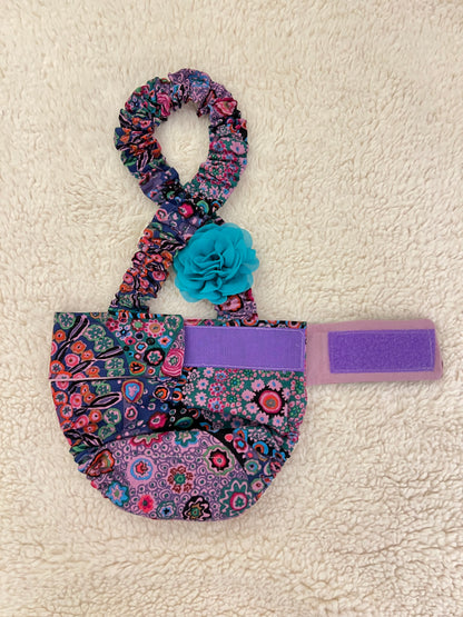 No Tail Hole Female FRENCH BULLDOG DIAPER Purple Paisley with suspenders bitch britches heat pants for dog mom