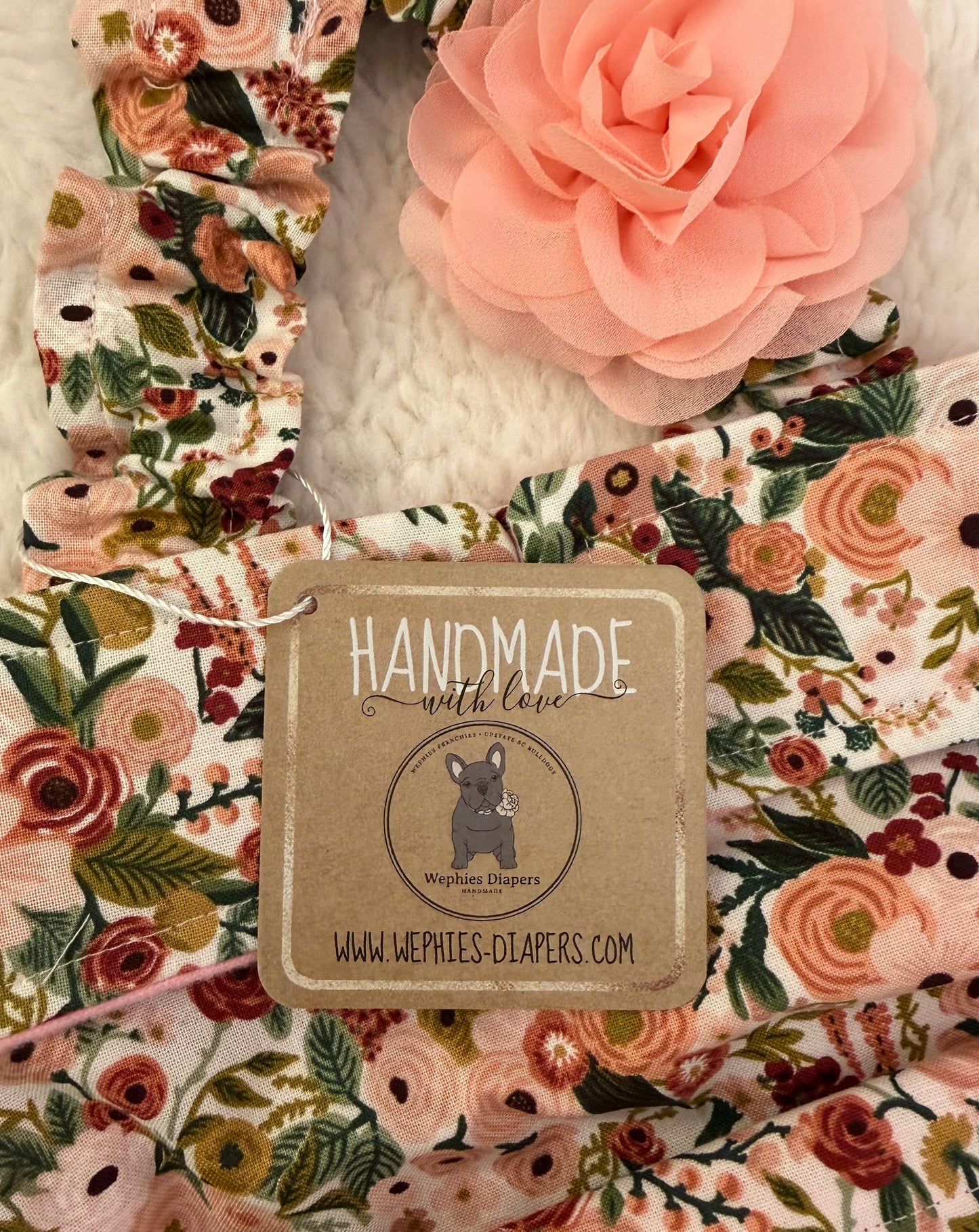 FRENCH BULLDOG HEAT DIAPER Female: Garden Party Floral Dog Diaper Suspenders